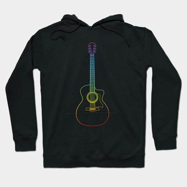 Auditorium Style Acoustic Guitar Colorful Outline Hoodie by nightsworthy